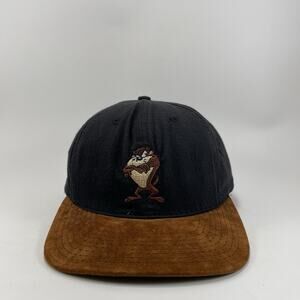 Acme Clothing Taz Snapback Hat 1991 USA Made Black w/Suede Bill Tasmanian Devil